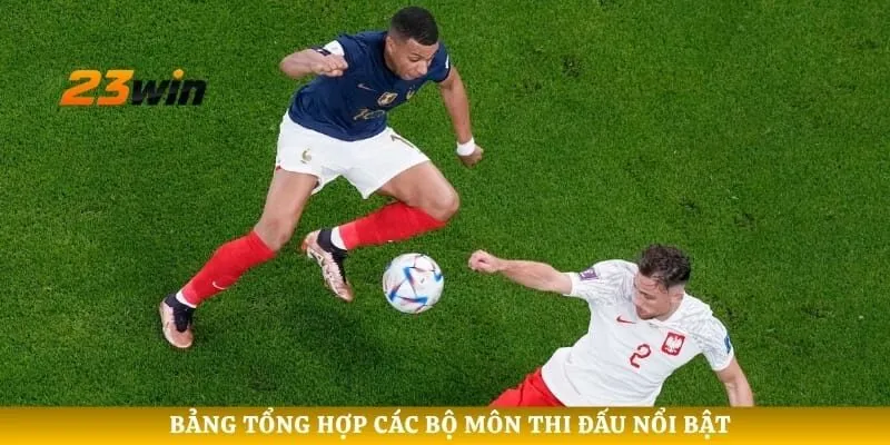 Bảng tổng hợp các bộ môn thi đấu nổi bật